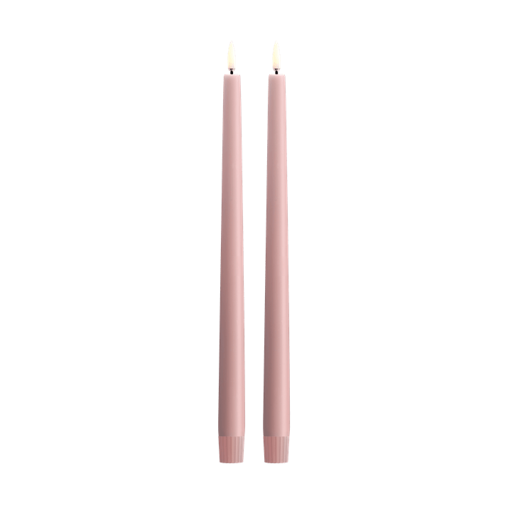 LED Slim Taper Candle, Rose Powder, Smooth, 2-pack, 0.9 x 12.6"