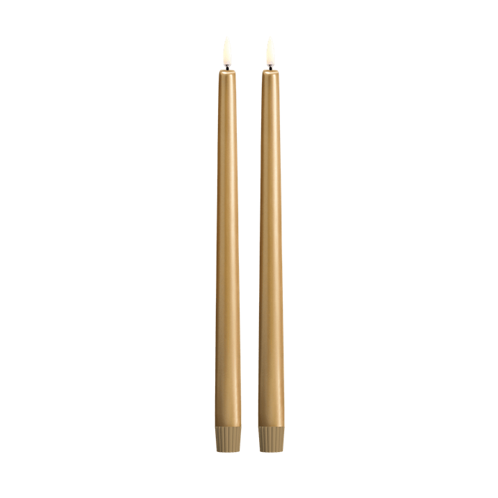 Uyuni LED Slim Taper Candle, Gold Finish, 2-pack