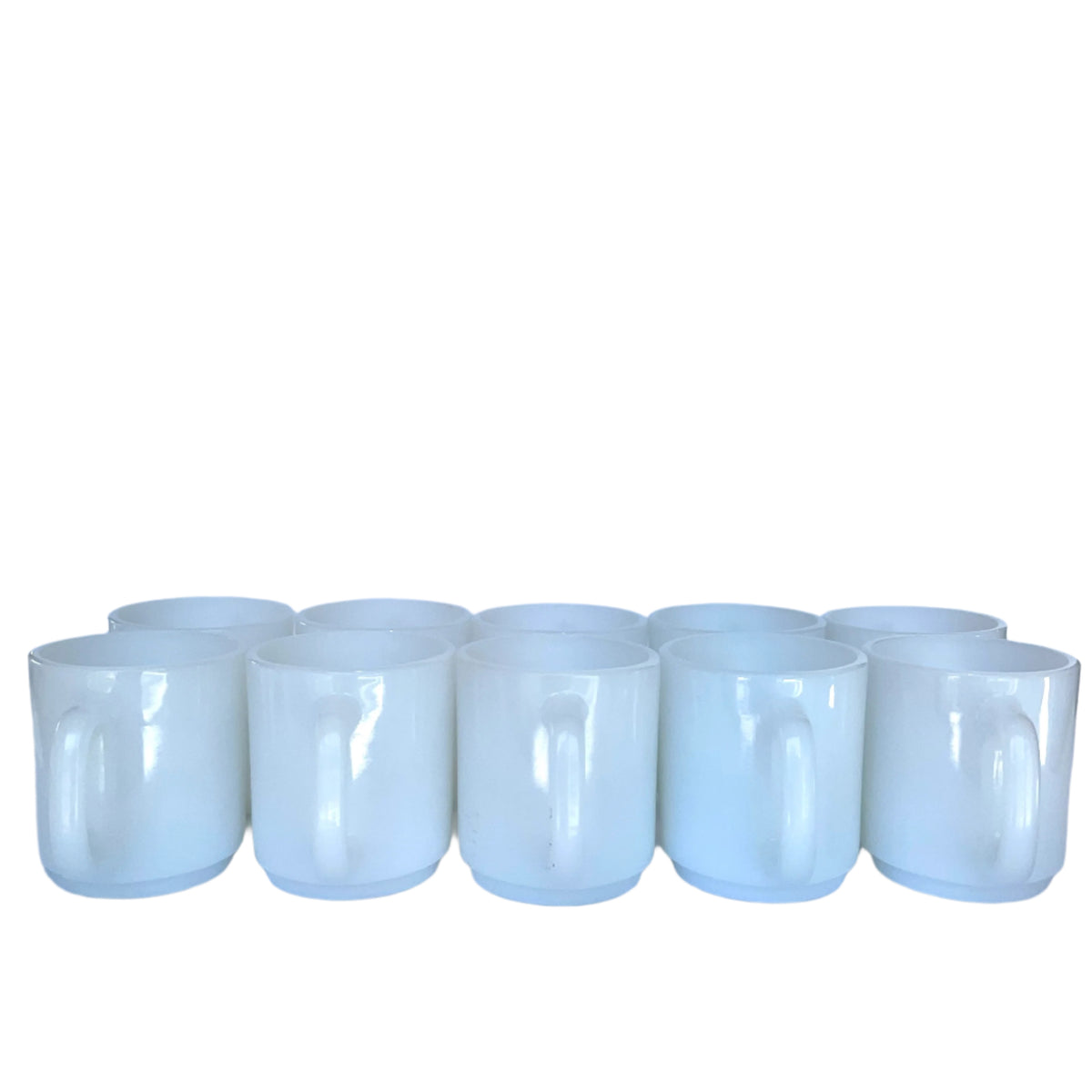 Vintage Set of 10 Milk Glass Stackable Mugs