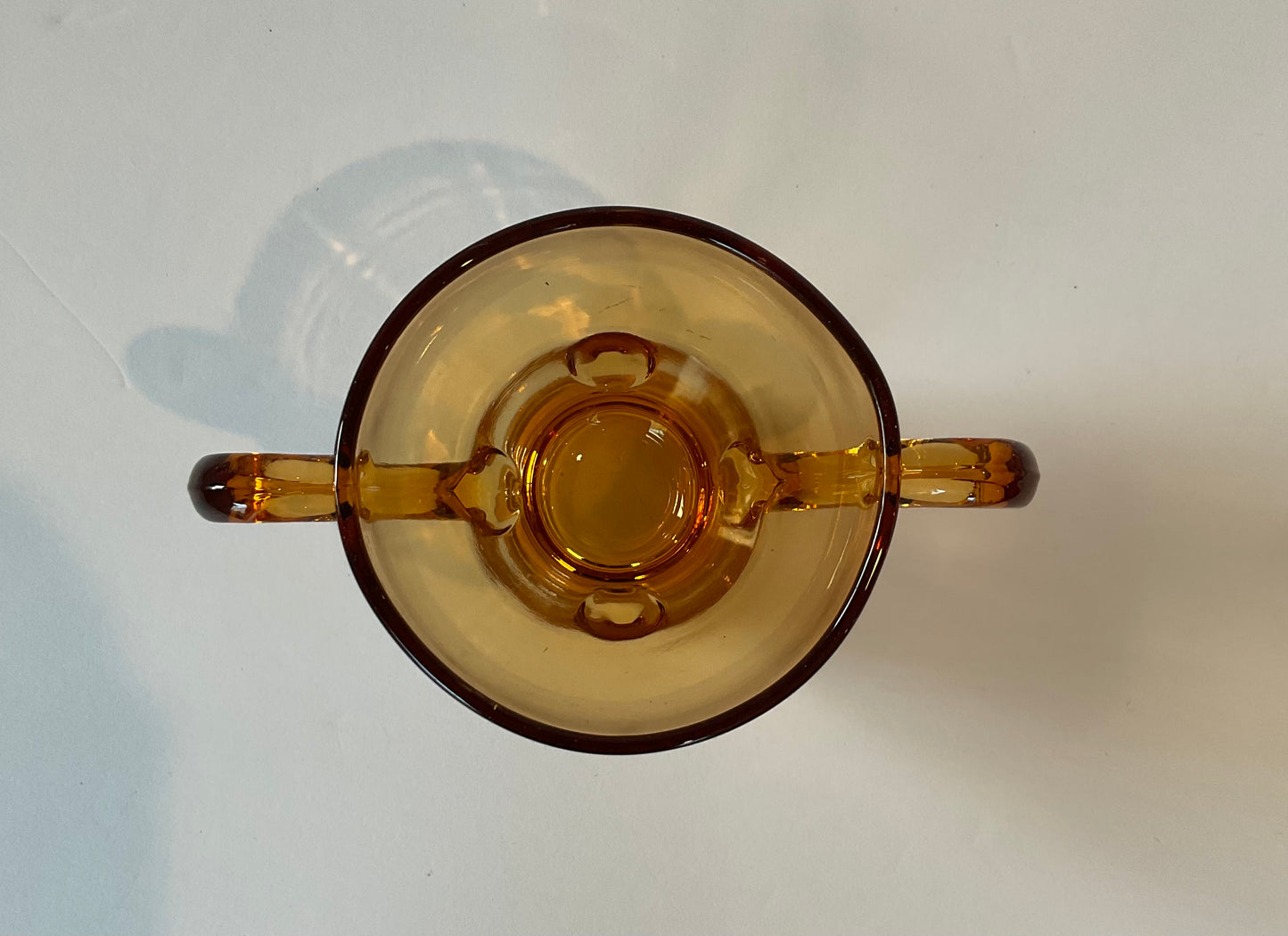 Vintage Amber Depression Glass Sugar Bowl 3”