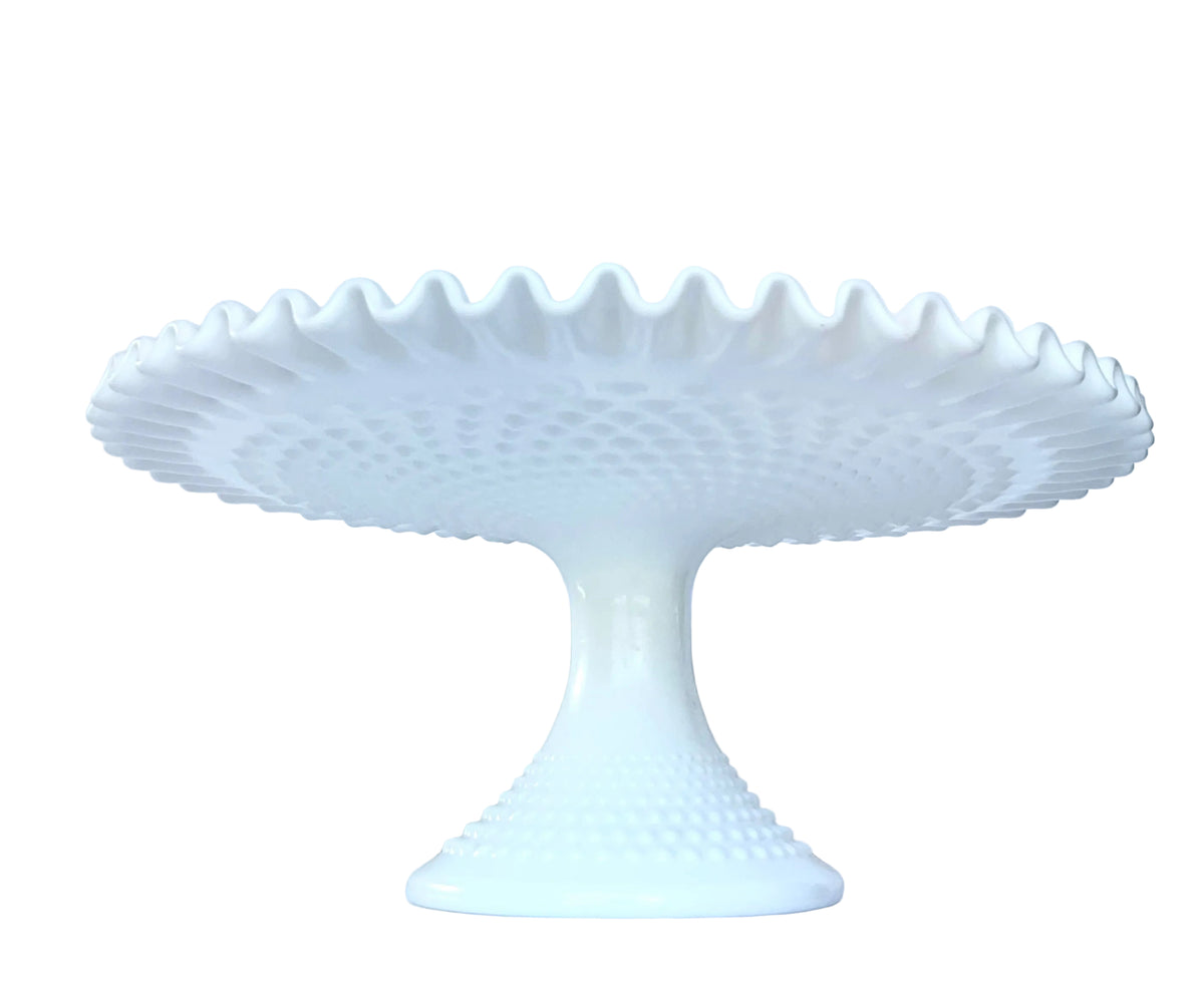 Vintage Fenton Milk Glass Hobnail Cake Stand