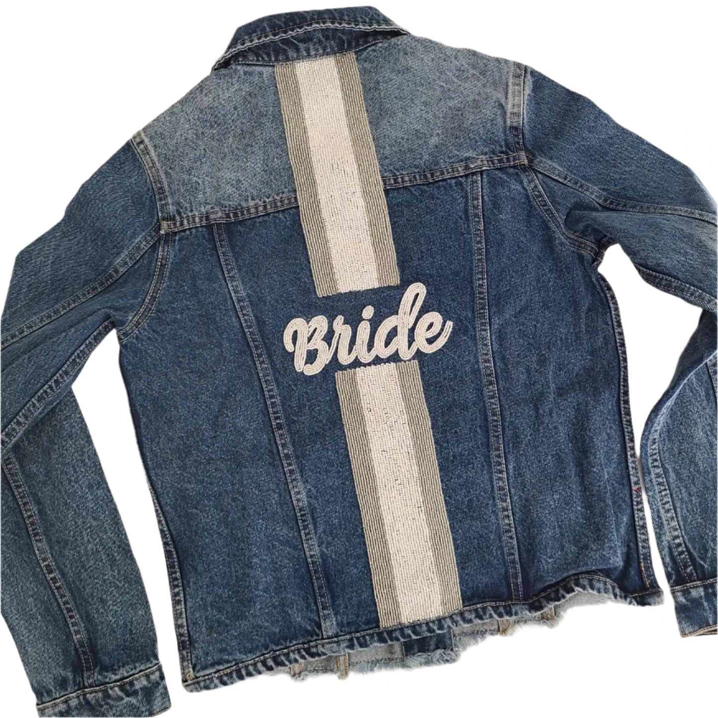 Bride W/ White & Silver Stripe Denim Jacket