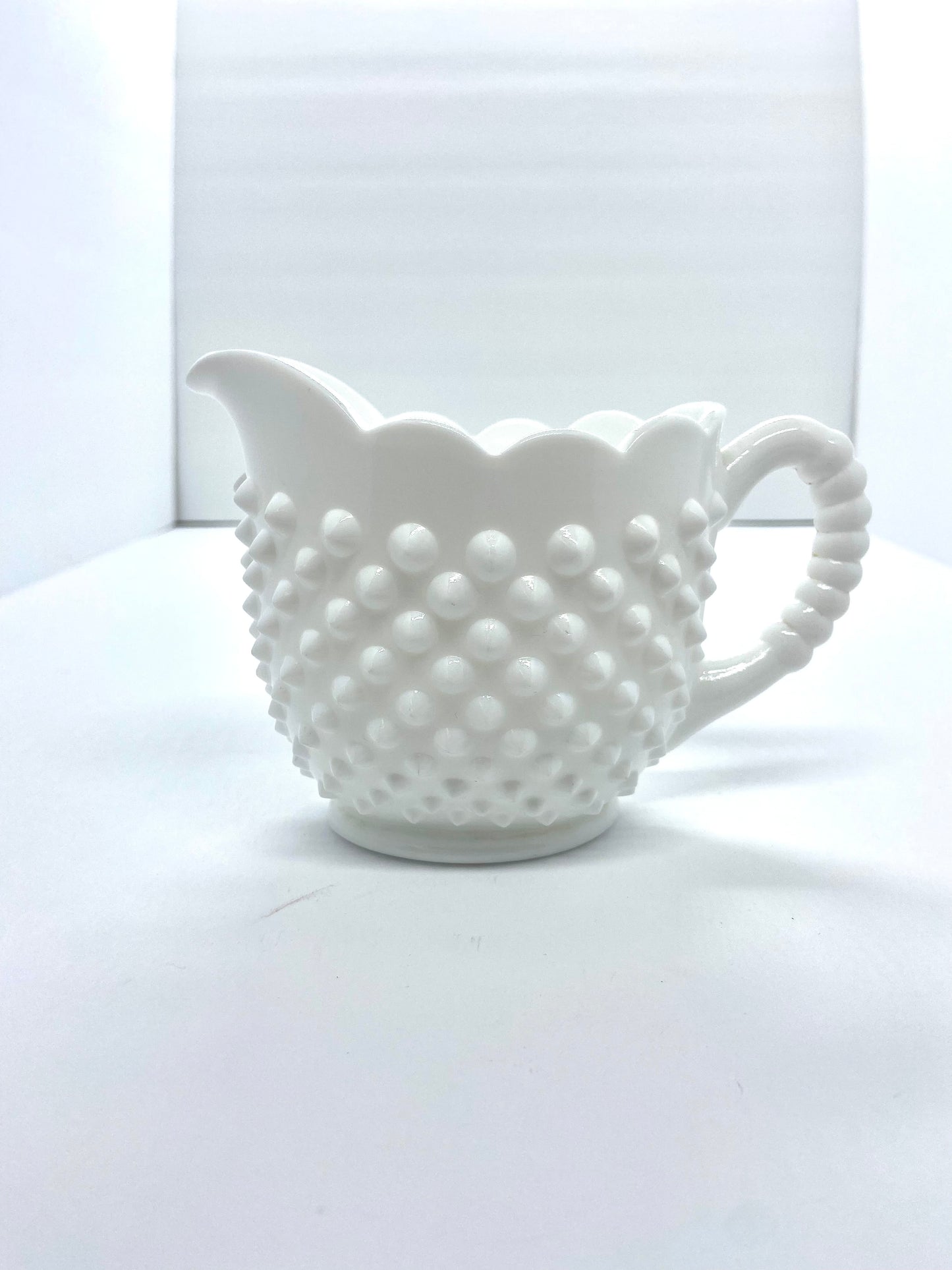 Vintage Fenton Hobnail Milk Glass Oval Creamer