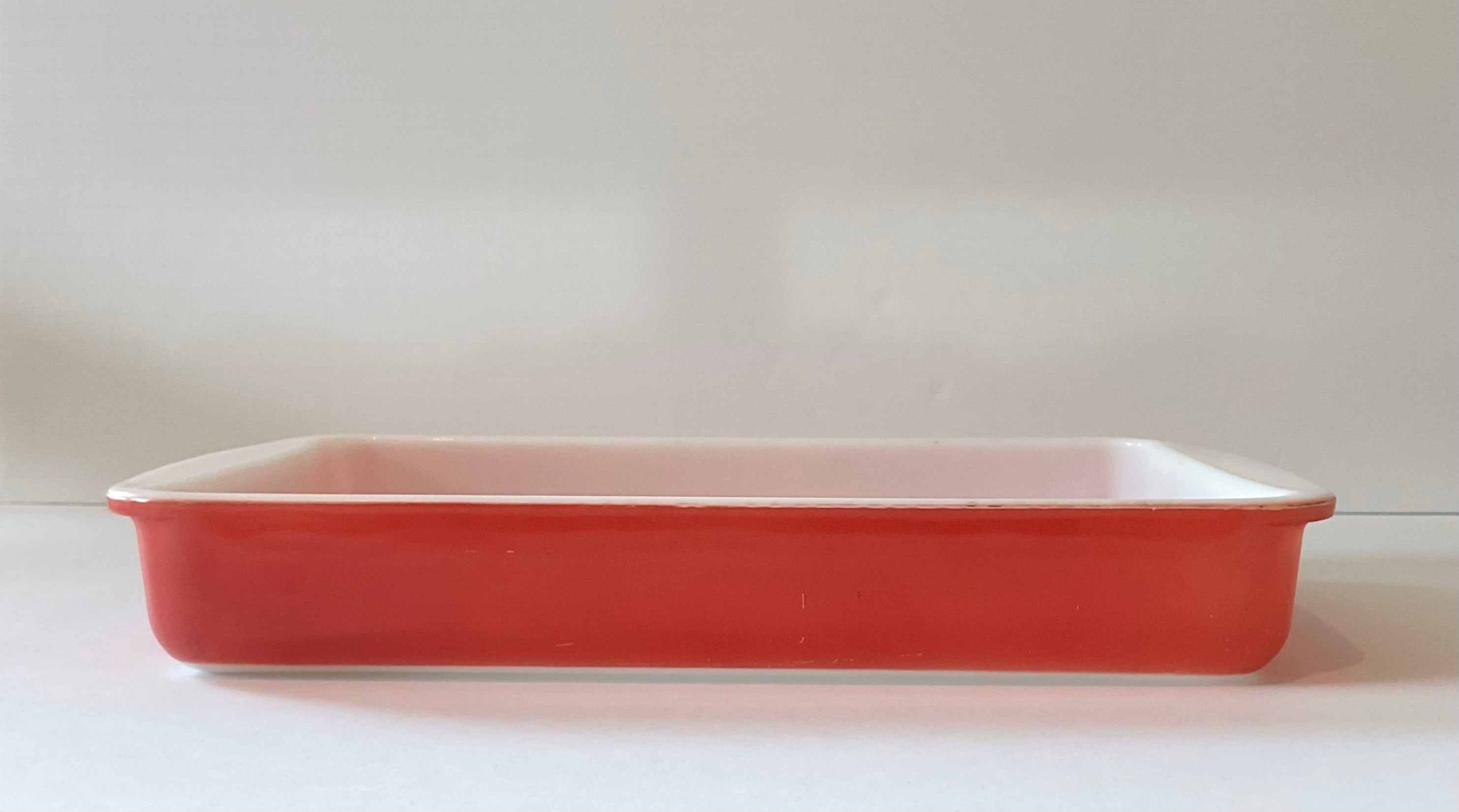 Vintage Pyrex 232-R Cranberry Rectangular Casserole Dish 2 Quart Dish 11 X  7 X 15 Inch Pink Transluscent Cake Pan Enchilada Pan Handles 