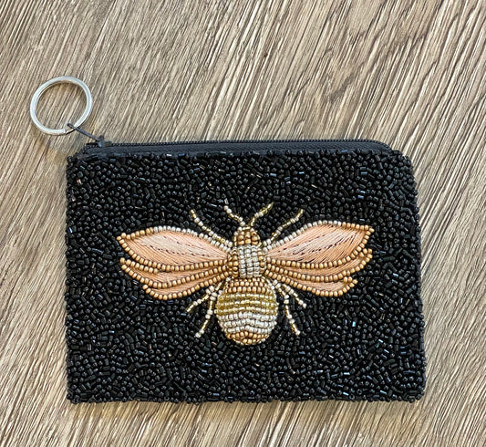 Black 3D Bee Coin Pouch