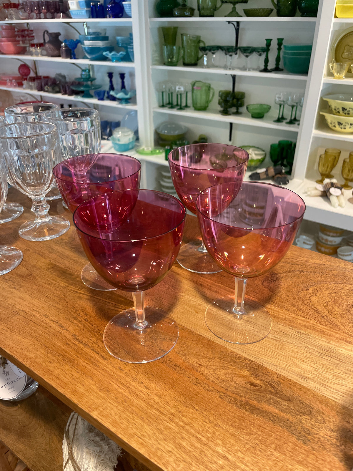 Crystal Cranberry Wine Glasses, Set of 4