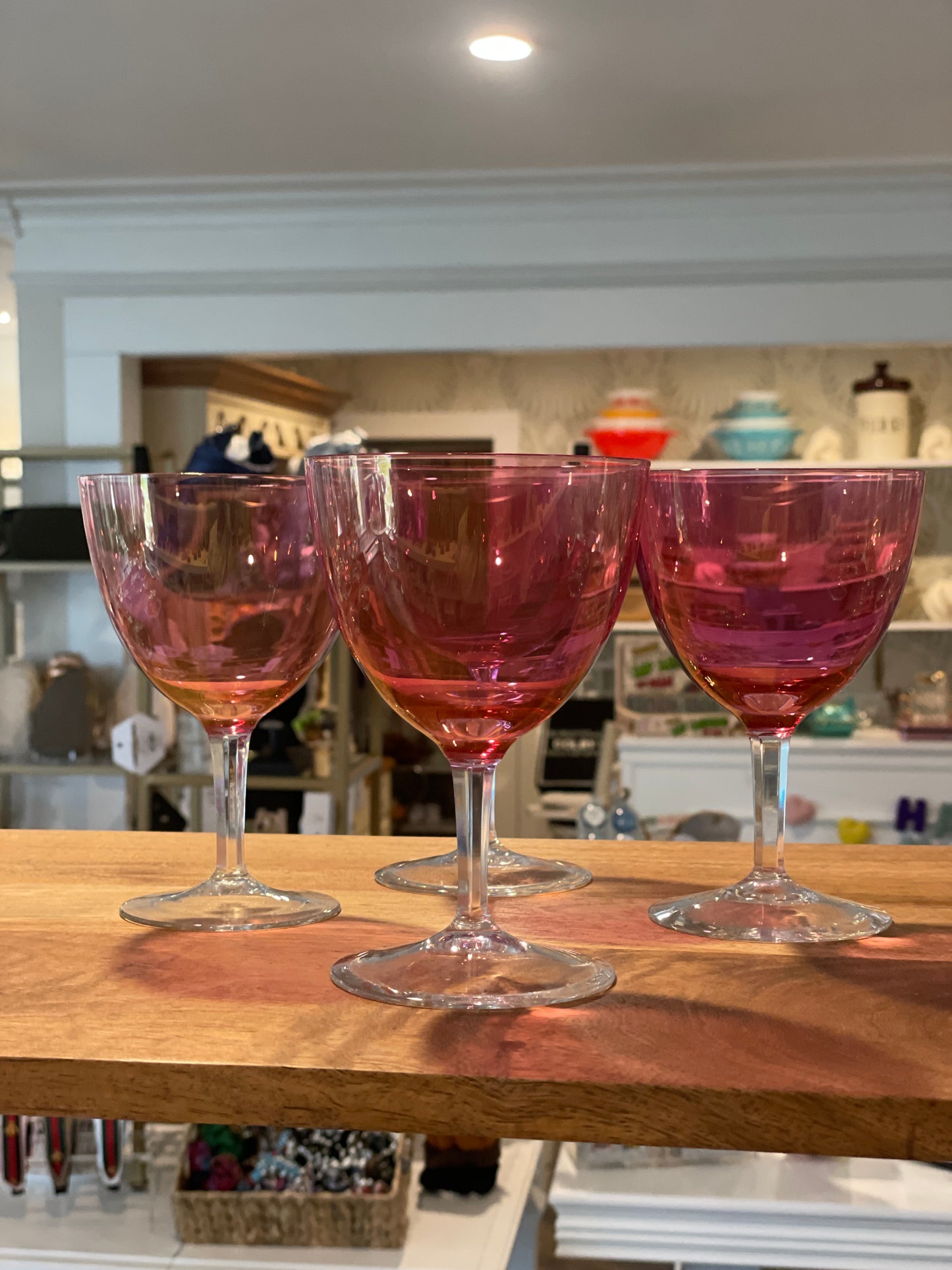 Crystal Cranberry Wine Glasses, Set of 4