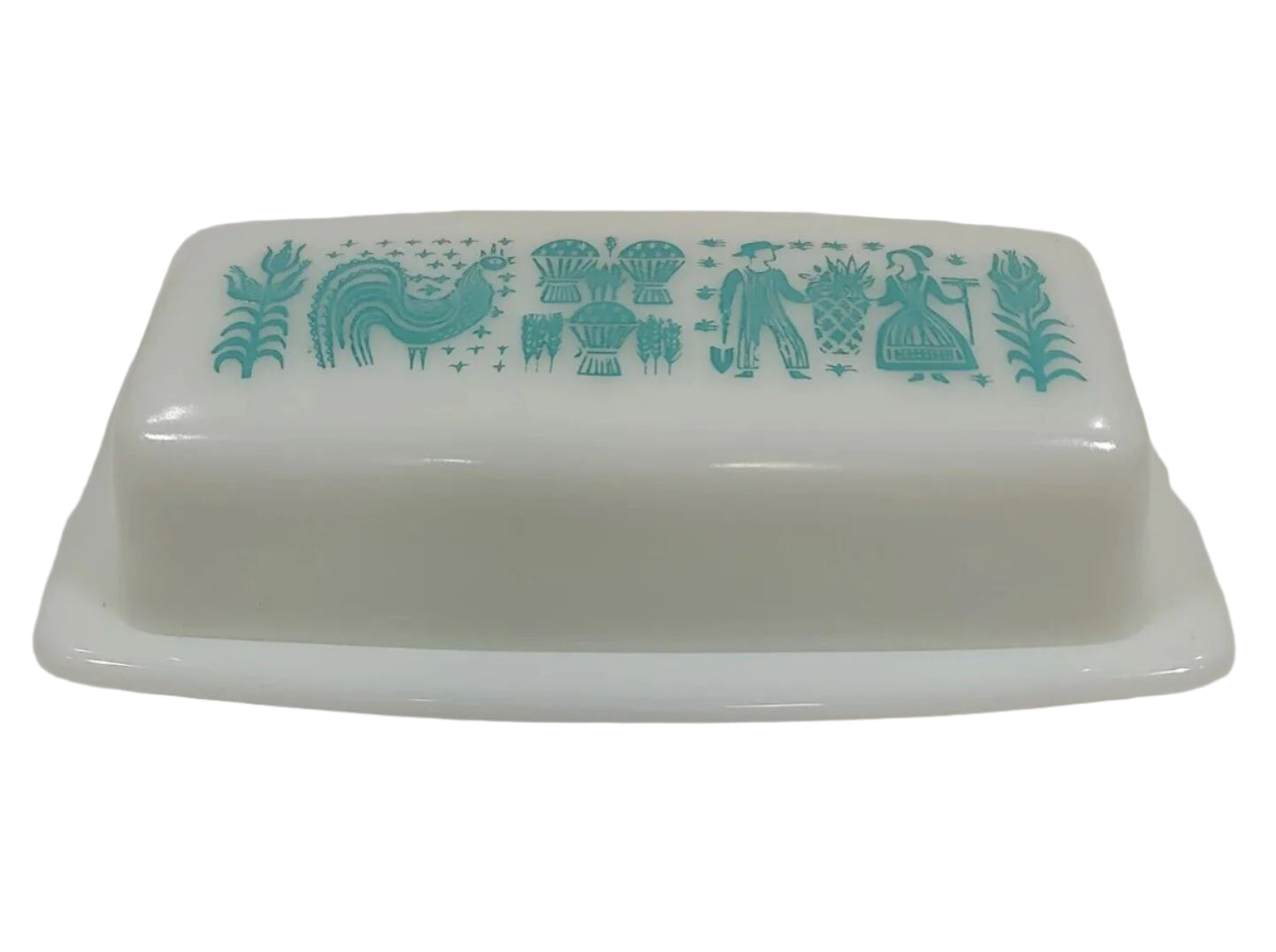 Vintage Pyrex Turquoise Amish Butterprint Butter Dish