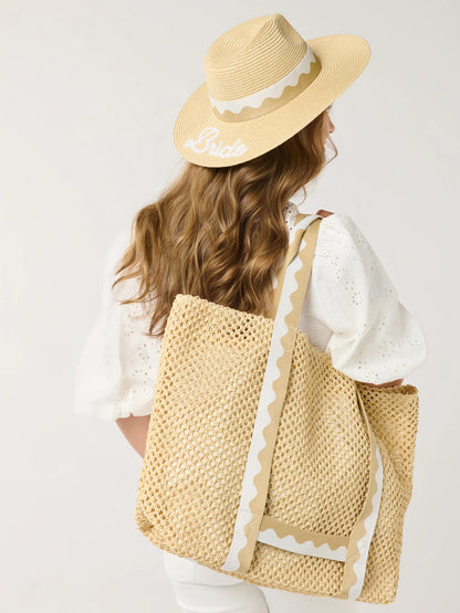 Natural "Bride" Hat And Tote Set