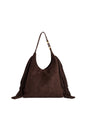 Shiraleah Janis Fringe Hobo Bag in Chocolate brown, front view
