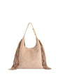 Shiraleah Janis Fringe Hobo Bag in Clay, front view