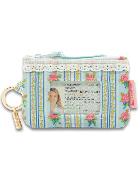 Simply Southern Roses Stripes ID Wristlet