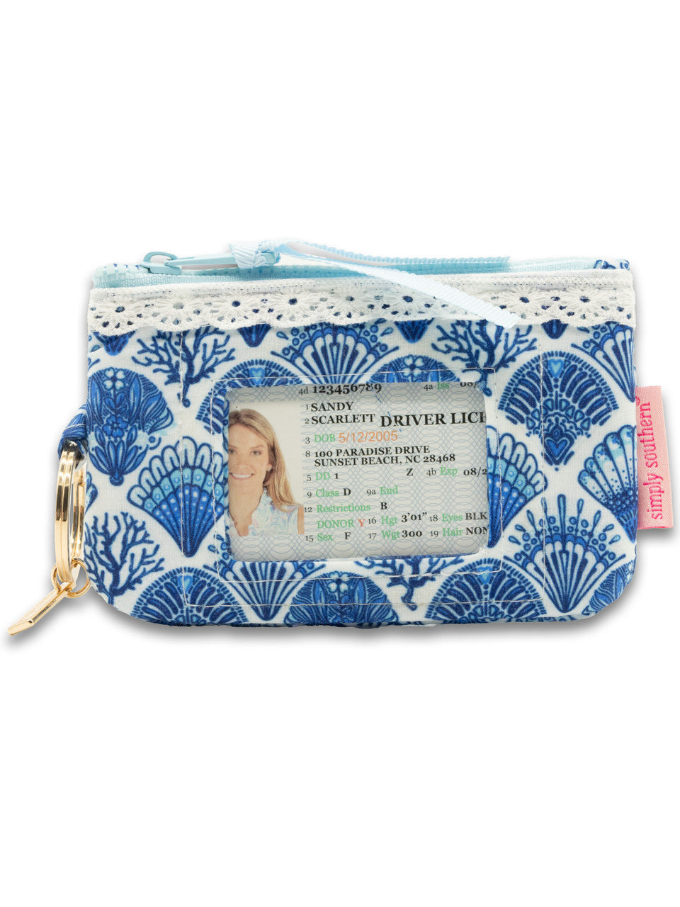 Simply Southern Blue Shells ID Wristlet