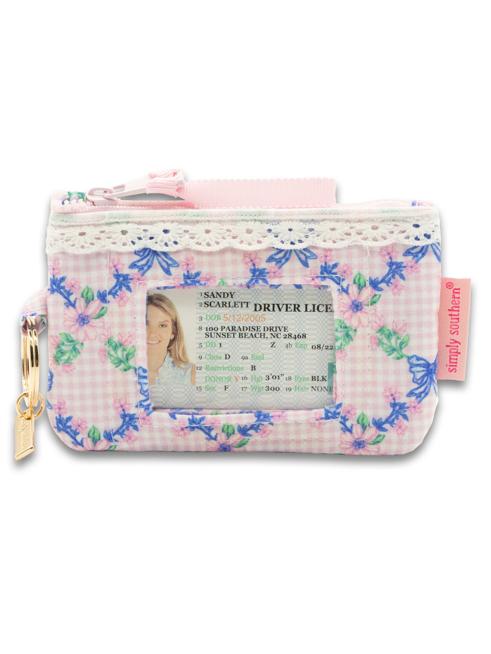 Simply Southern Pink Gingham ID Wristlet