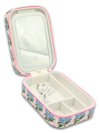 Simply Southern Quilted Hydrangea Pink Light Up Jewelry Travel Case