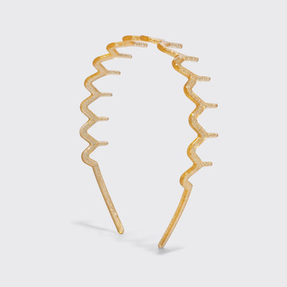 Recycled Plastic Zigzag Headbands 2pc Set - Gold & Red