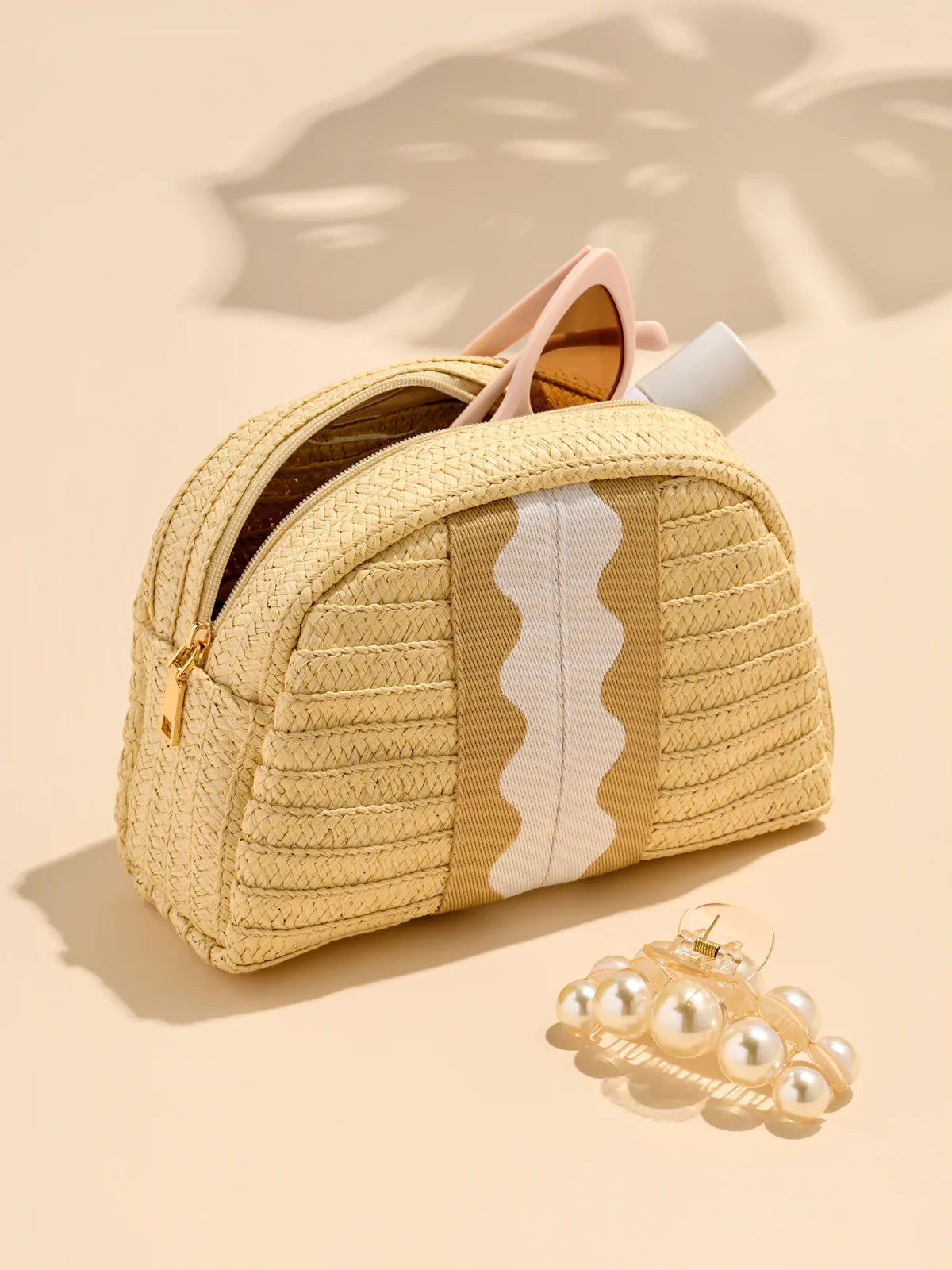 Tan Marbella Zip Pouch