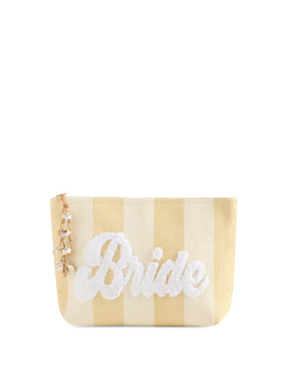 Natural "Bride" Stripe Zip Pouch