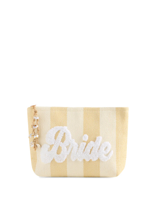 Natural "Bride" Stripe Zip Pouch
