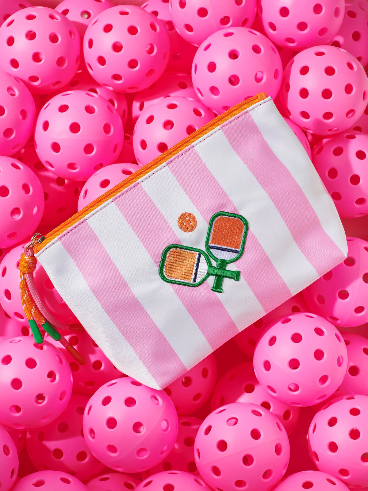 Multi Stripe Paddles Medium Zip Pouch