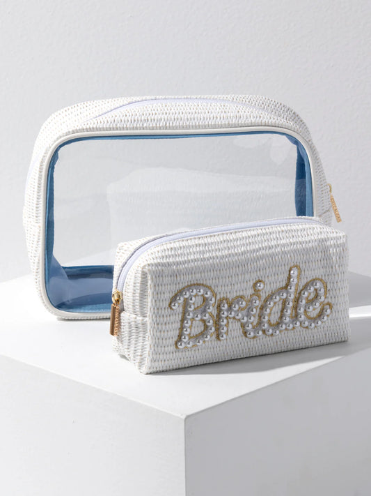 White "Bride" Set Of 2 Cosmetic Cases