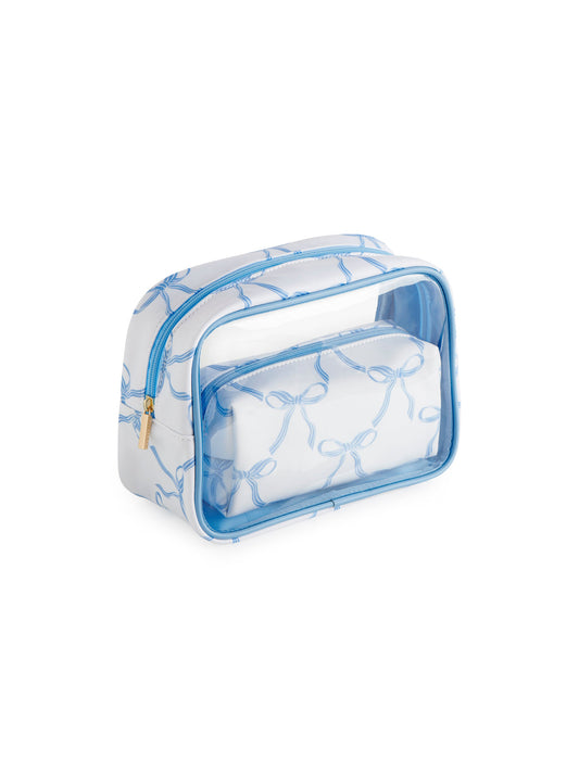 Blue & White Bow Cosmetic Cases, Set of 2