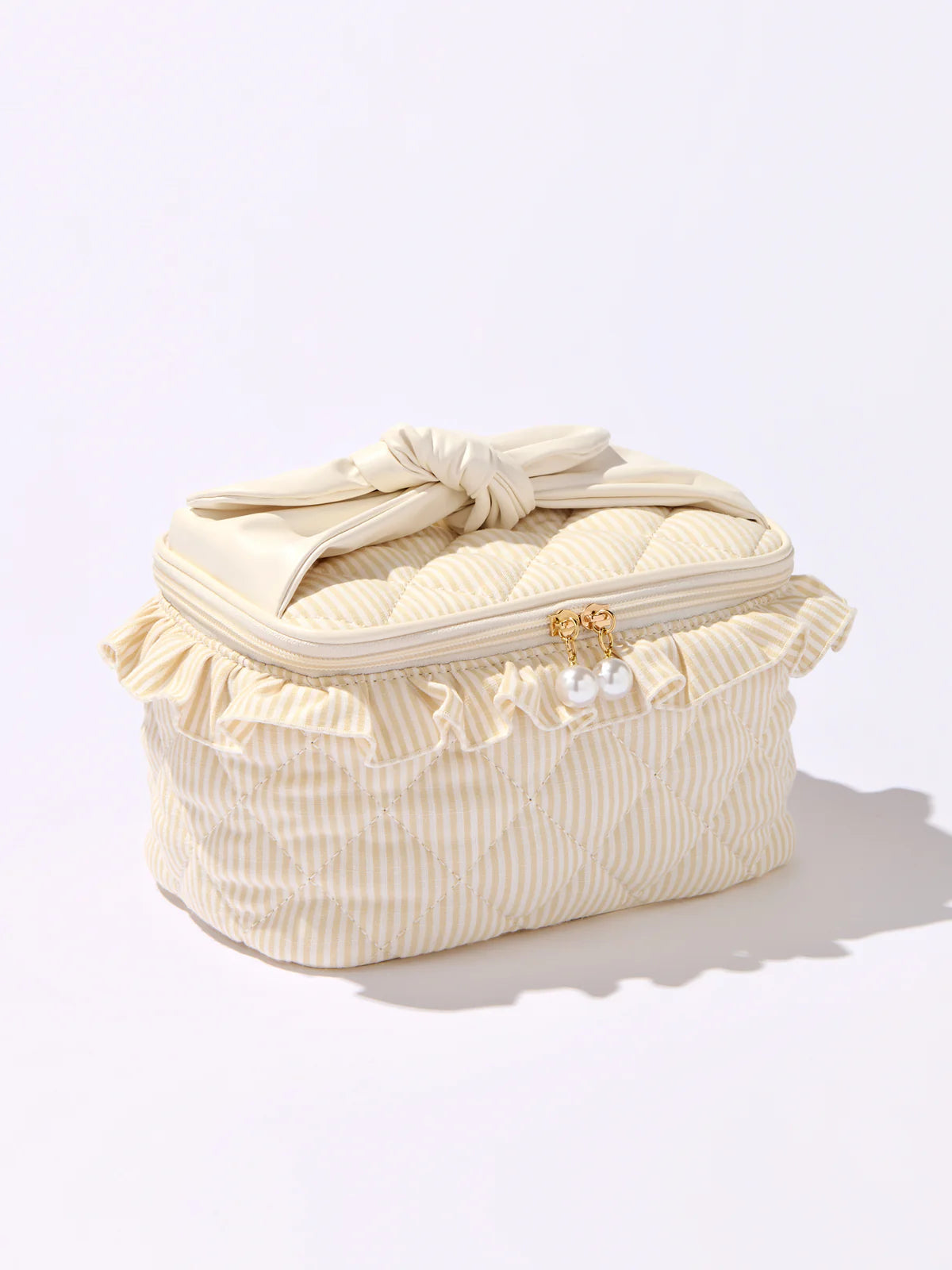 Beige Ruffle Cosmetic Case