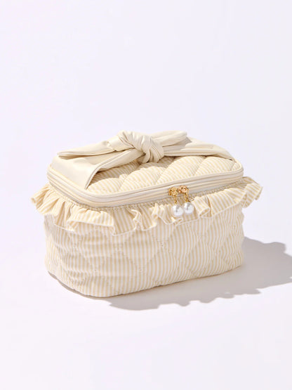 Beige Ruffle Cosmetic Case