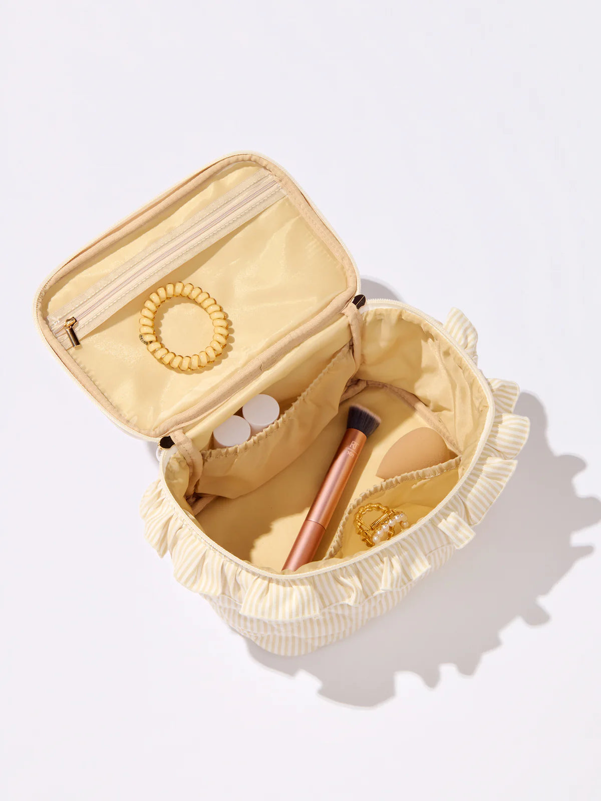 Beige Ruffle Cosmetic Case