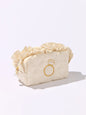 Beige Ruffle Ring Bling Small Zip Pouch