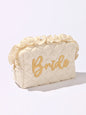 Beige Ruffle "Bride" Large Zip Pouch