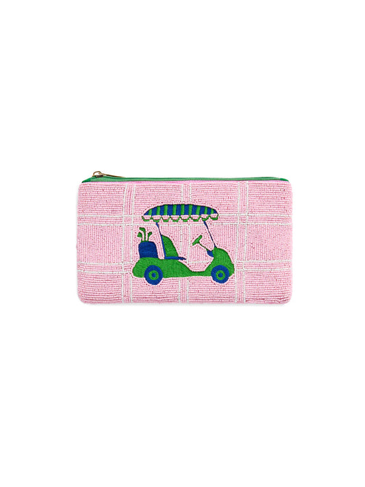 Pink Birdie Beaded Zip Pouch