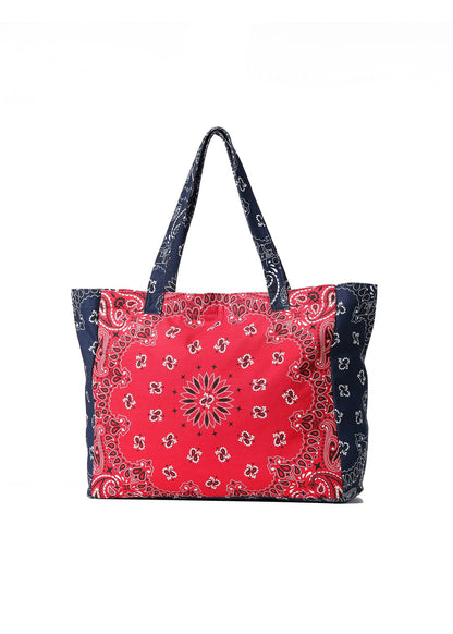 Bailey Red/Navy Bandana Print Canvas Tote