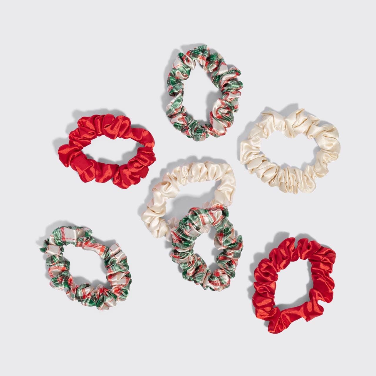 Holiday Ruched Satin Scrunchies 7pc Set