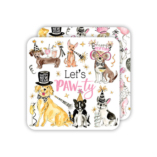 Let's Paw-ty New Year Pooches Square Coaster