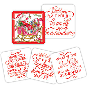 Santa in his Sleigh Conversation Coaster