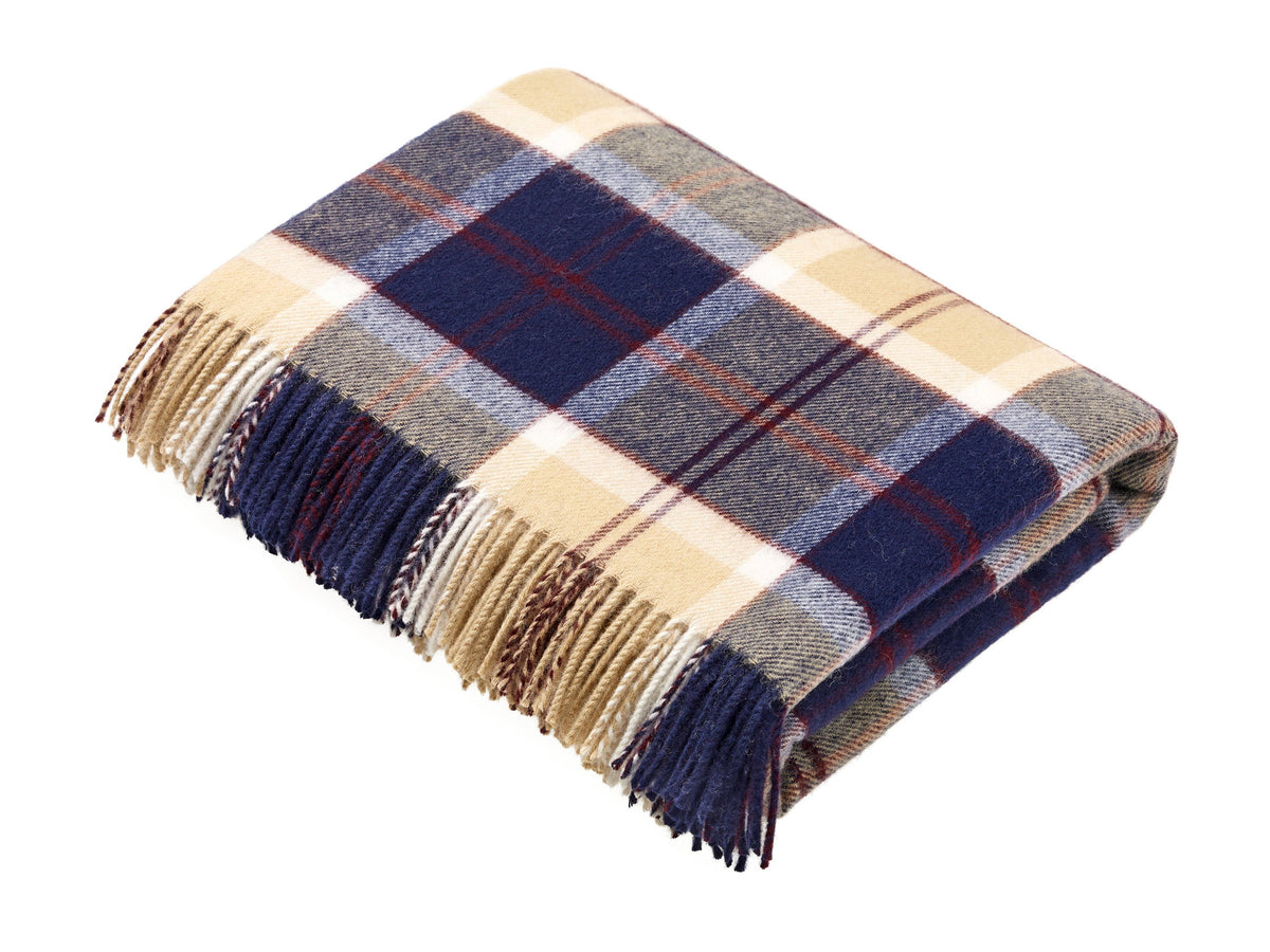 Tartan Plaid Merino Lambswool Throw Blankets, Made in UK