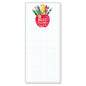 Best Teacher Apple with Crayons and Supplies Skinny Notepad