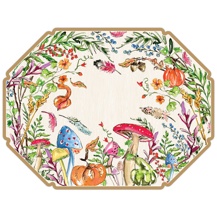 Handpainted Woodland Floral Posh Die-Cut Placemat