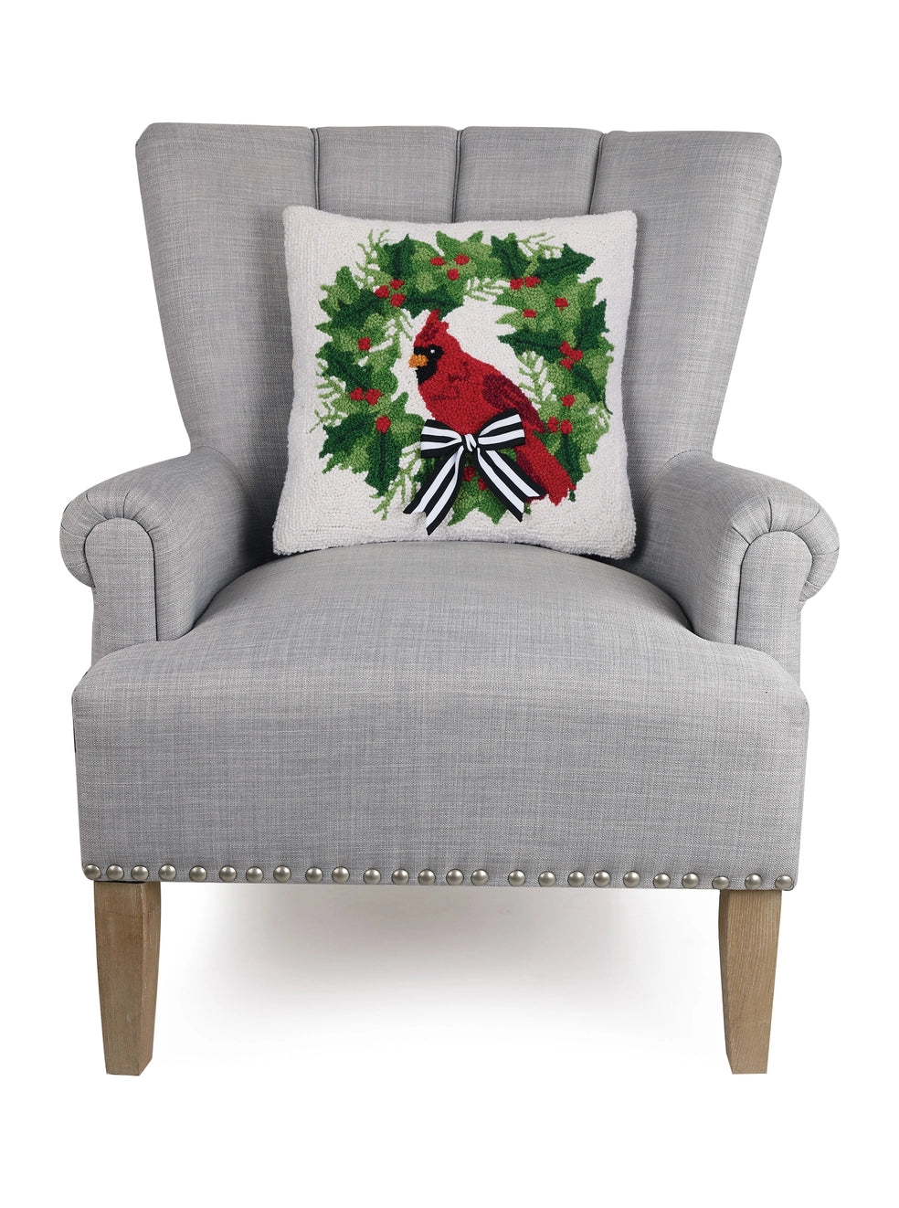 Cardinal W/Ribbon Hook Pillow