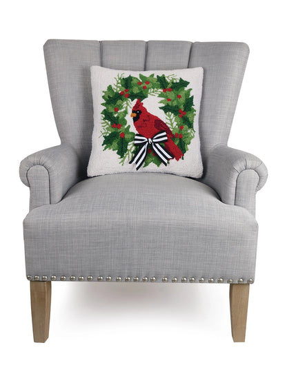 Cardinal W/Ribbon Hook Pillow