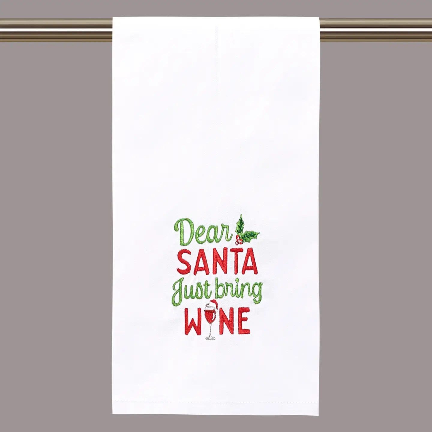 Dear Santa Just Bring Wine Cotton Kitchen Towel
