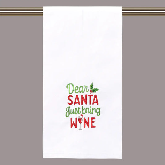 Dear Santa Just Bring Wine Cotton Kitchen Towel