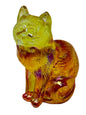 Glass cat figurine with a yellow and brown gradient on a white background