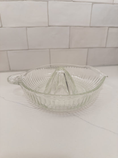 Vintage Clear Citrus Reamer w/ Ribbed Exterior + Pour Spout