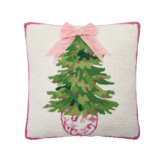 Pink Chinoiserie Ribbon Tree Hook Pillow