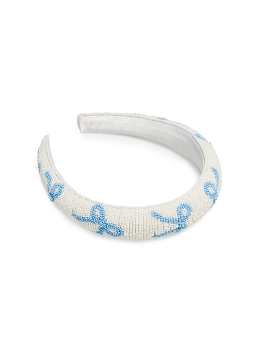 Beaded Blue Bow Headbands