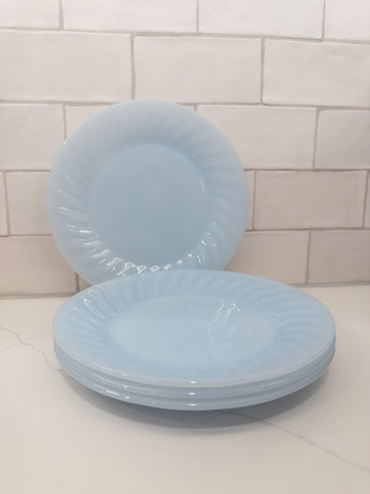 S/4, Vintage Fire King Azurite Delphite 7 1/2" Swirl Plates
