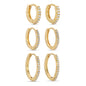 Gold Delicate Pavé Huggies, Combo 3