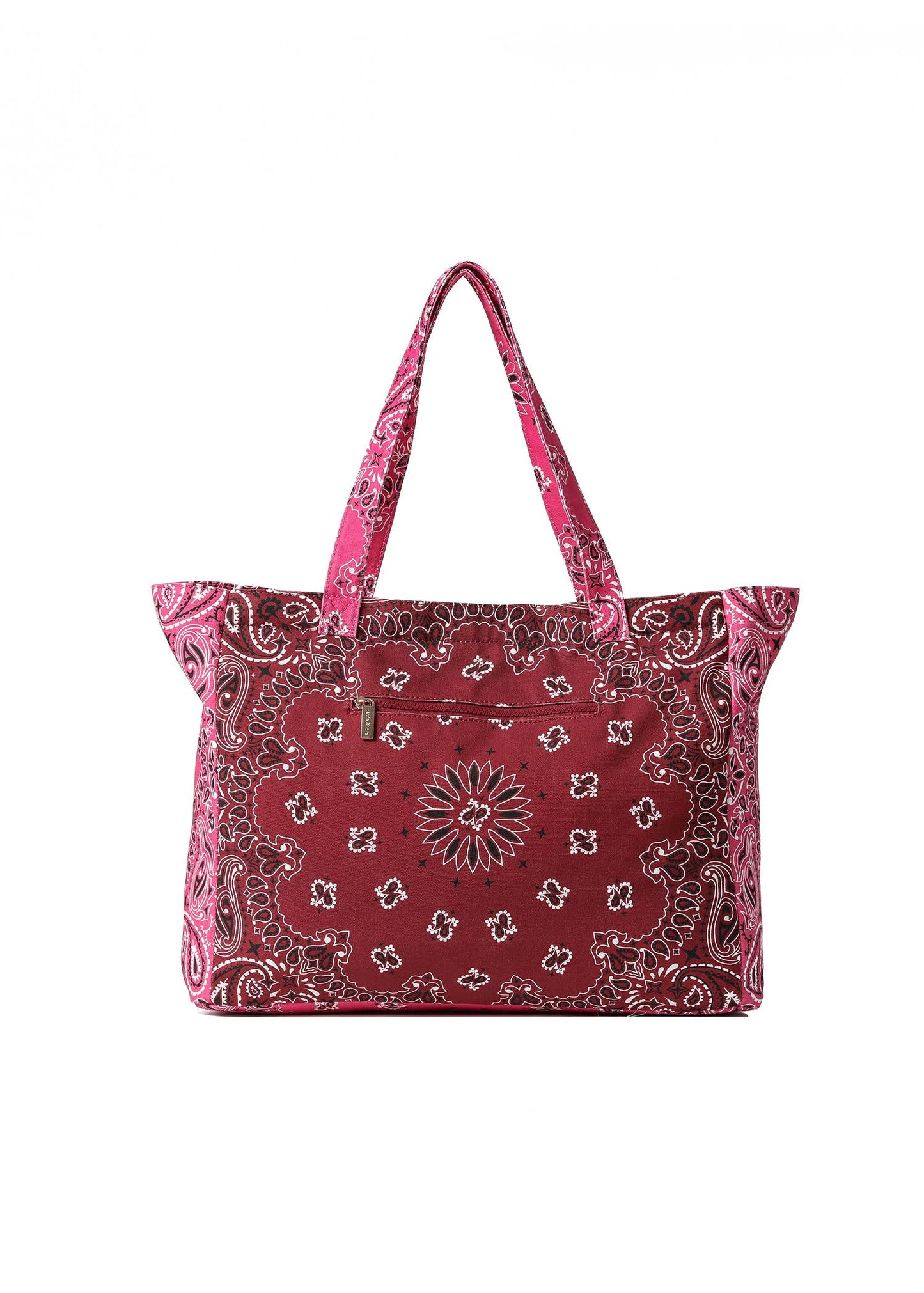 Bailey Burgundy/Pink Bandana Print Canvas Tote
